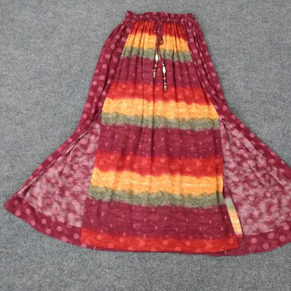PLATINUM‎ by Dorothy Schoelen Petite Skirt Multicolor Boho Side Slits Drawstring - Picture 9 of 15